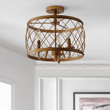 Eleanor 15" Metal LED Semi Flush Mount Ceiling Light - JONATHAN Y